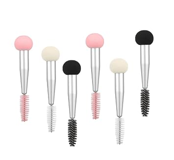 HLLMX 6 aplicadores de esponja de doble cabeza con cepillos de pestañas de cejas, cepillos de rímel, esponja de belleza, cepillo de maquillaje, cepillo de maquillaje suave para cabeza de hongo para