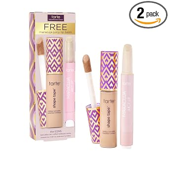 tarte icons shape tape concealer & maracuja juicy lip duo – Full Coverage Concealer for Dark Circles & Fine Lines with Hydrating Nourishing Lip Gloss Balm, Vegan & Cruelty Free