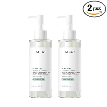 ANUA Heartleaf Aceite limpiador de poros MILD, lavado facial para piel sensible, limpiador de aceite para cara, removedor de puntos negros de maquillaje, cuidado de la piel coreano, no comedogénico