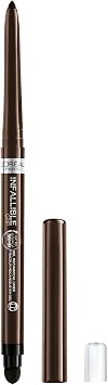 L'Oreal Paris Infallible Grip Lápiz delineador de ojos mecánico en gel, resistente a las manchas, maquillaje de ojos impermeable con hasta 36 horas de duración, marrón denim, 0.01 onzas