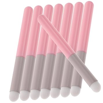 Healeved Juego de 8 brochas de labios mini aplicador de lápiz labial portátil para maquillaje brillo de labios y sombra de ojos para entusiastas de la belleza y viajes