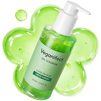 VEGANIFECT LHA Gel to Foam Cleanser, lavado facial diario suave de pH bajo, cuidado suave de los poros e hidratante para una piel suave y equilibrada, cuidado de la piel coreano, 205 ml/6.93 fl oz
