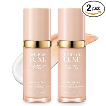 Base que cambia de color, maquillaje facial líquido ligero, base hidratante para una piel de aspecto uniforme, acabado de aspecto natural, todo tipo de piel, paquete de 2