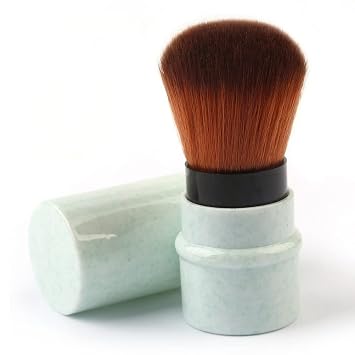 Kabuki Retráctil Cepillos Polvo Fundación Blush Corrector Maquillaje Cepillo Portátil Con Cubierta - Verde
