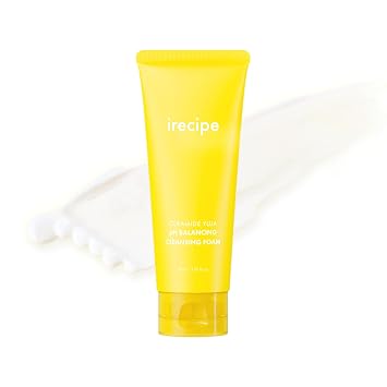 Yuja Ceramide - Espuma limpiadora equilibrante de pH, limpiador facial de pH bajo para pieles sensibles, espuma de burbujas suaves, removedor de maquillaje vegano coreano, 5.07 onzas líquidas