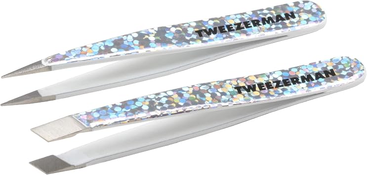 Tweezerman Juego de pinzas micro inclinadas y puntiagudas para cejas Hollygraphic