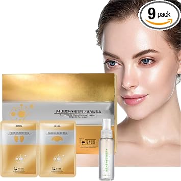 Hojas de máscara facial disolviente de colágeno, juego de esencia de colágeno de venado y espipéptido, máscara de colágeno para la frente y las mejillas, aborda eficazmente las líneas finas