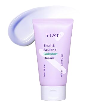 TIAM - Crema Calmfort de caracol y azuleno, 3.38 onzas líquidas, 92% de mucina de caracol, crema calmante e hidratante ligera para piel suave y cristalina, cuidado de la piel coreana, crema facial