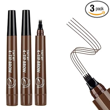 3 lápices de cejas marrón oscuro para mujer, lápiz de cejas impermeable