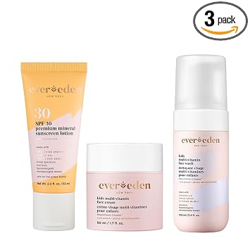 Evereden Juego de lavado facial para niños, crema y mineral SPF 30
