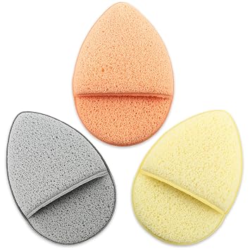 Esponjas reutilizables para limpiar la cara, paquete de 3 almohadillas exfoliantes suaves para lavado facial y cuidado diario de la piel (naranja, amarillo, gris)