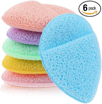 6 esponjas faciales para limpiar y exfoliar esponjas faciales para lavar la cara, soplo colorido reutilizable removedor de maquillaje, almohadillas exfoliantes para limpieza diaria