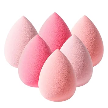 Juego de 6 esponjas de maquillaje sin látex, licuadora de belleza suave para base, corrector y maquillaje diario