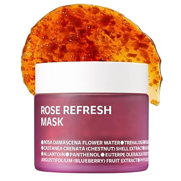ISOI Mascarilla refrescante de rosas búlgaras, mascarilla hidratante con 70% de agua de rosas búlgaras para hidratación profunda y cuidado calmante, cuidado de la piel coreano (2.82 onzas líquidas,
