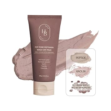 HEVEBLUE Pot Pore Peptamin Wash Off Pack - Frijol rojo, péptido, elimina puntos negros, cuidado de poros, apriete, hidratante, piel sensible, cuidado de la piel coreano, exfoliante, vegano, K-Beauty, paquete de mascarilla de lavado