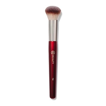 BK BEAUTY 116 Brocha redonda pequeña para maquillaje – Brocha de maquillaje redonda compacta para una mezcla precisa de rubor crema, contorno, bronceador y base, cerdas veganas