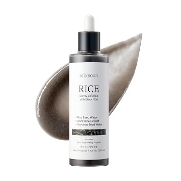 mixsoon Ampolla peeling – Exfoliante de arroz negro, suero exfoliante suave para piel suave y radiante, removedor de células muertas de la piel 3.4 fl oz / 3.38 fl oz. Cuidado de la piel de vidrio coreano