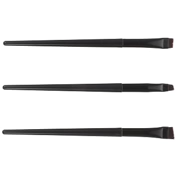 3Pcs Eyeliner and Eyebrow Makeup Brushes Set with Angled and Flat Synthetic Bristles, Black Handles, Precision Eye Liner Brush for Professional Cosmetic Application and Daily Use