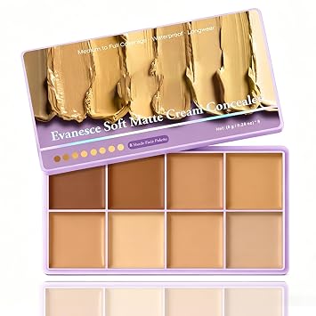 Paleta de base corrector de crema de 8 colores, corrector de crema mate