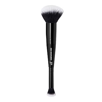 e.l.f. Cepillo Complexion Duo, cepillo de maquillaje para aplicar base y corrector, crea un acabado aerógrafo, hecho con cerdas veganas y libres de crueldad
