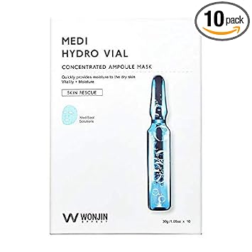 Effect Medi - Máscara de vial hidrovial, máscara de ampolla concentrada, hidratación profunda con ácido hialurónico hojas de máscara de belleza coreana (10 hojas x 1.05 onzas)