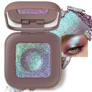 Noerrors Duochrome - Paleta de sombras de ojos con purpurina verde malva y azul, holográfica camaleón de color intenso, sombra de ojos metálica, cambio de color, brillo iridiscente, maquillaje de hadas para Rave #02
