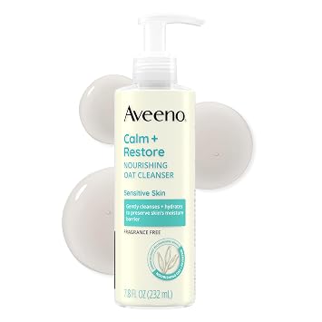 Aveeno Calm + Restore Limpiador facial nutritivo de avena, 7.8 onzas líquidas