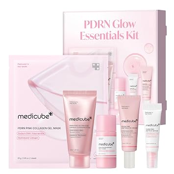 medicube PDRN Glow Essentials Kit Mini Set de viaje para el cuidado de la piel, rutina de 5 pasos