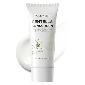 Centella - Protector solar calmante SPF50 PA ++++, protector solar facial mate y sin fundición blanca con centella asiática, protector solar coreano para pieles sensibles grasas