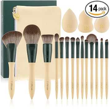 DUcare Juego de 18 brochas de maquillaje, esponjas de maquillaje, bolsa de