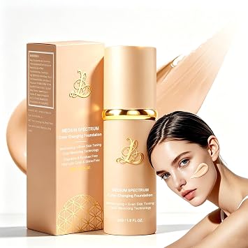 Base 4 en 1 – Espectro medio con SPF 50+, base que cambia de color, maquillaje hidratante que cambia de color, corrector, protección solar, larga duración e impermeable para todo tipo de piel