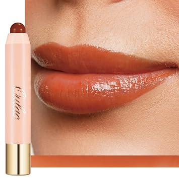 Oulac Lápiz labial naranja – Bálsamo labial hidratante teñido para labios secos, lápiz labial rojo óxido y rubor – Color de labios y maquillaje de mejillas | 0.09 oz, Pumpkin Please! (07)