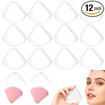 12 piezas de fundas de polvo triangulares para maquillaje, contenedor transparente de esponja de maquillaje, contenedor de esponja de maquillaje reutilizable, contenedor portátil para cosméticos, caja