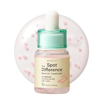 AXIS-Y Spot The Difference - Tratamiento de manchas de imperfecciones – 4-terpineol 2% niacinamida AHA BHA alivia brotes y reparación de barrera cutánea – Suero facial vegano coreano para el cuidado de la piel (0.50 onzas líquidas)