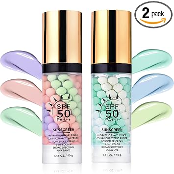 2 imprimaciones 3 en 1 para la cara antes del maquillaje, tono de piel