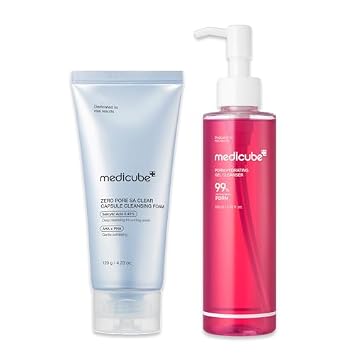 medicube Zero Pore Capsule & PDRN Cleansing Duo: Zero Pore Clear Capsule Facial Deep Cleanser y PDRN Jelly to Foam Cleanser | Cuidado de la piel coreano Sets de cuidado de la piel