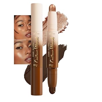2 en 1 Contour Stick - Resaltador bronceador impermeable, 26-profundo rico