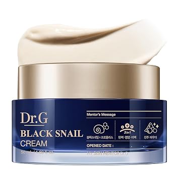 Dr. G Crema de Caracol Negro - Cuidado de la piel coreana con mucina de caracol - Crema facial antienvejecimiento para líneas finas - Loción reafirmante para la elasticidad de la piel - Hidratante