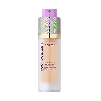 tarte Babassu Foundcealer Base Dewy - Protector solar SPF 20 de amplio espectro, base y corrector en 1 con SPF, maquillaje vegano para el cuidado de la piel con cobertura media radiante modulable