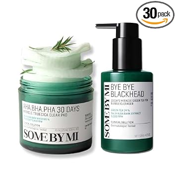 SOME BY MI AHA BHA PHA 30 Days Miracle Truecica Clear Pad & Miracle Green Tea Tox Bubble Cleanser