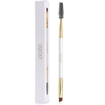 Docolor Cepillo para Cejas Dúo, Cepillo para Cejas y Brocha para Definir Profesional, Cepillo para Cejas Biselado Perfecto para Delinear y Dar Forma a las Cejas, Brocha para Cejas o Pestañas Blanca