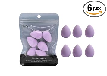 Juego de 6 esponjas de maquillaje moradas pequeñas de esponja de belleza para base, polvo, corrector y sombra de ojos, mezcladoras y esponjas de maquillaje