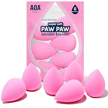 AOA Studio Juego de 6 esponjas de maquillaje sin látex y alta definición Set de 6 maquillaje Wonder Blender para polvo crema y líquido, Super Soft Wonder Beauty Cosmetic