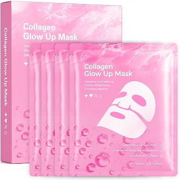 Mascarilla facial de colágeno bio durante la noche: Máscara de colágeno que brilla para una hidratación profunda, reafirma y suaviza el cuidado de la piel, logra una piel de vidrio con elasticidad y