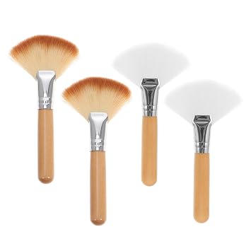 Ipetboom 4 Pcs Fan Makeup Brushes Set with Soft Bristles, Large Wooden Handle Face Powder and Highlighter Applicator for Professional Facial Makeup