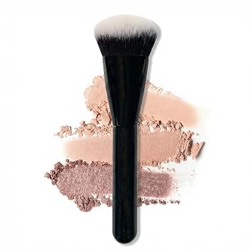 Brocha de maquillaje de base de doble fibra, cepillo grande e impecable para líquidos, polvo, rubor y corrector, cerdas suaves y densas para una mezcla perfecta (negro)