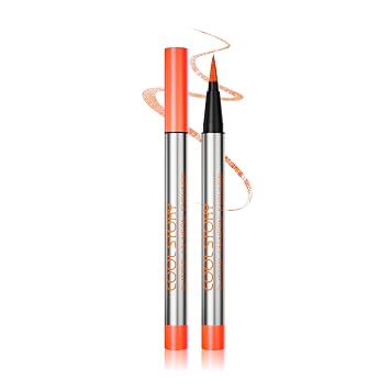 COOL STORY Delineador de ojos de neón UV con purpurina líquida que brilla en la oscuridad, punta fina y lisa, efecto de polvo de diamante brillante, 0.02 onzas líquidas (naranja)