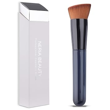 Brocha de Base, Brocha de Base Kabuki de Parte Superior Plana para Maquillaje Líquido, Crema, Polvo, Brochas de Maquillaje para Mezclar Base Facial Tamaño de Viaje (131)…