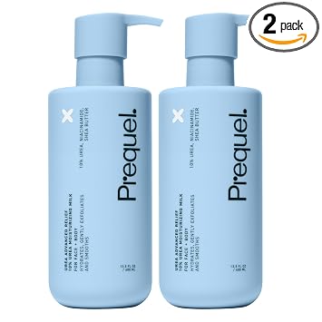 Prequel Skin Urea Loción hidratante 10% para rostro y cuerpo, sin perfume, crema hidratante para pieles extremadamente secas y sensibles, 6.75 onzas líquidas, paquete de 2