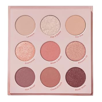 ColourPop Paleta de sombras de ojos Blush Crush, paleta de sombras marrón, dorado y rosa con acabados metálicos y mate, maquillaje de ojos de alto pigmento con una fórmula de larga duración (0.3 onzas